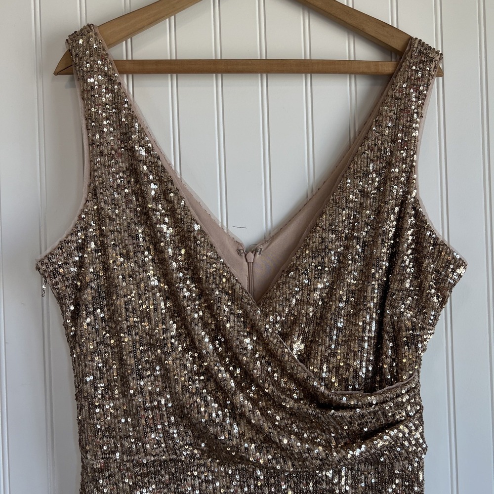 BHLDN Surrey Gown Dress  Anthropologie Sz 18 Gold Sequin Wedding Formal Prom NWT - Picture 3 of 12